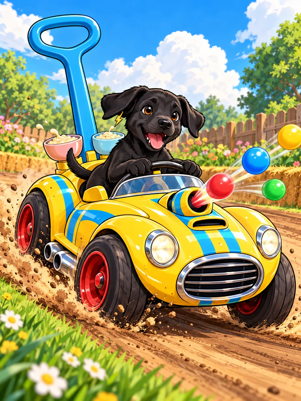 Bella no veículo Roadster, em uma ilustração do jogo.